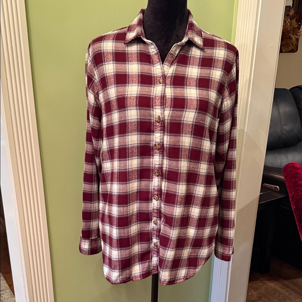 Ladies Abercrombie & Fitch Boyfriend Plaid Multi-color Shirt Size Medium